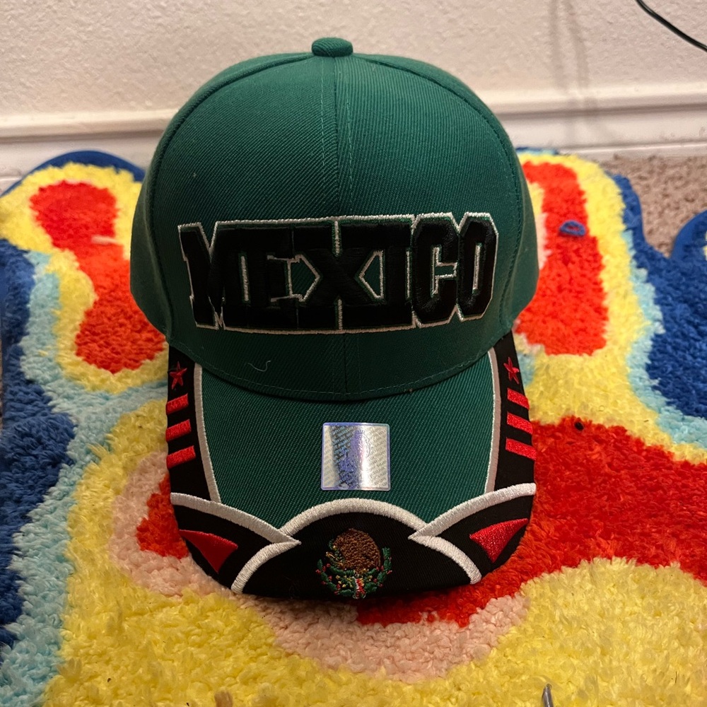 Green Mexico Cap with Embroidered Design